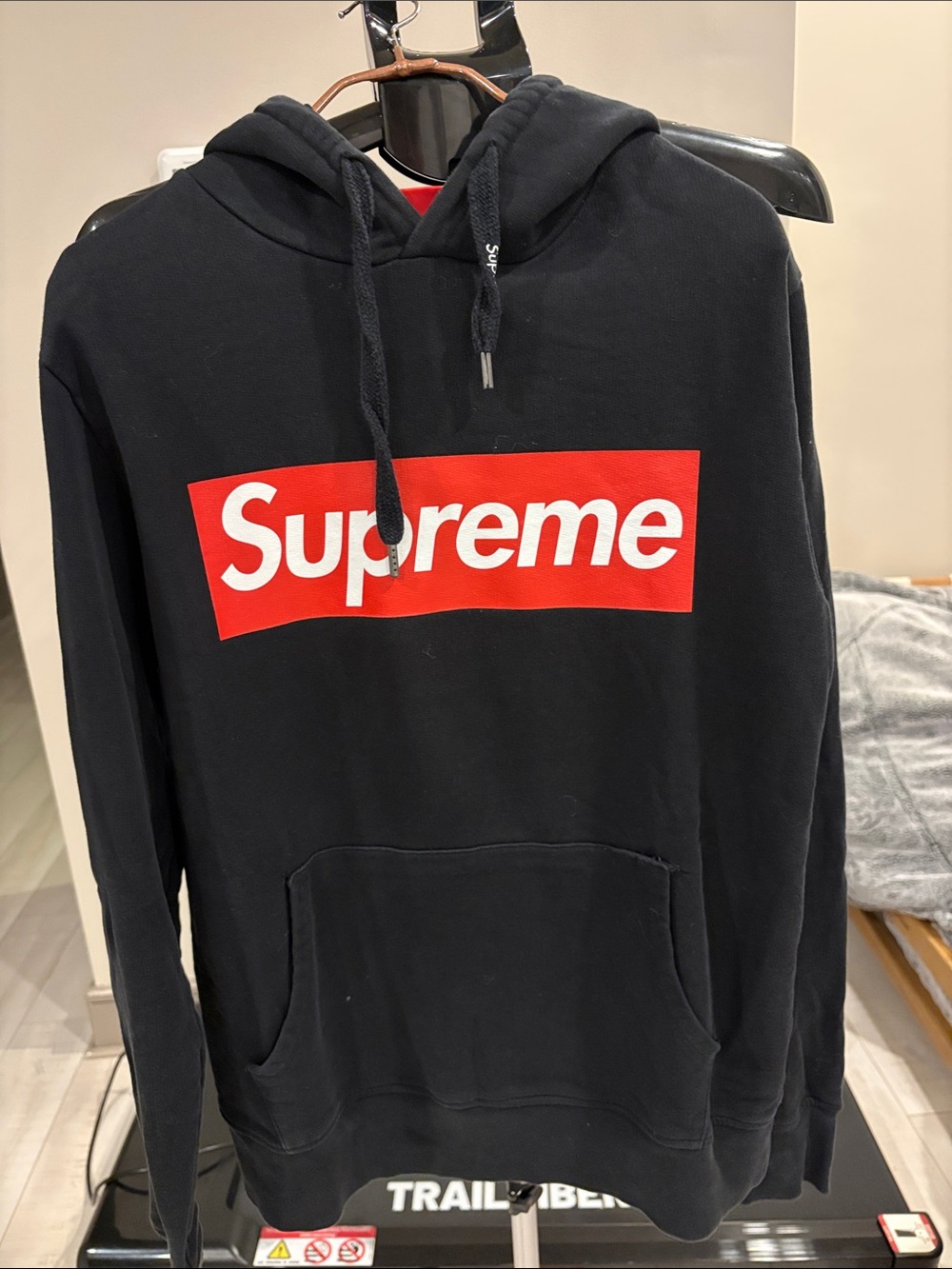 Supreme Black Hoodie with Red Box Logo